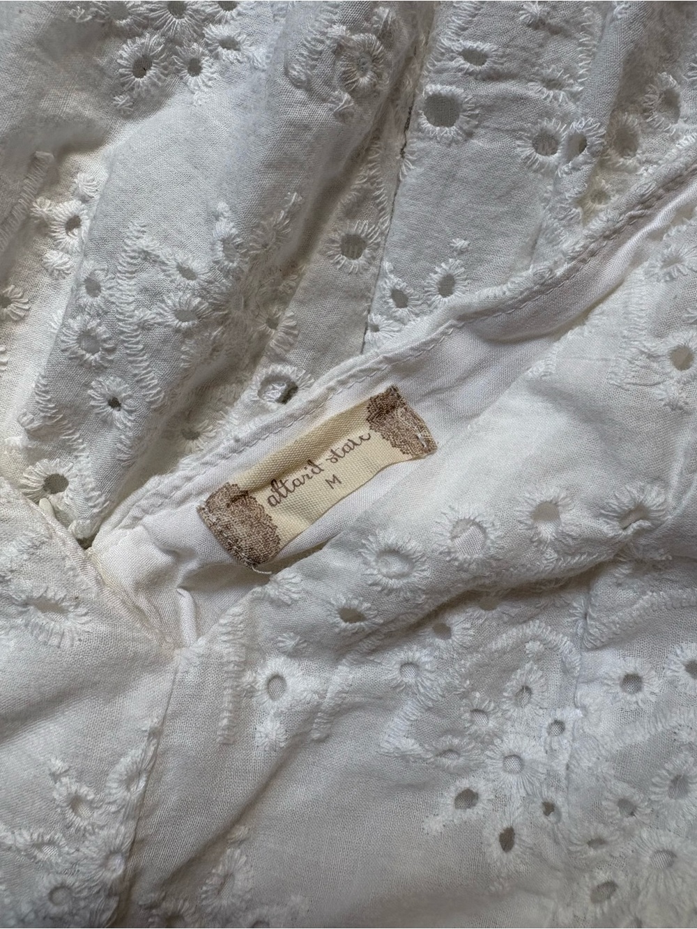 Altar'd State White Eyelet 100% Cotton Midi Coastal Cottage Dress. Size Medium - Picture 11 of 12